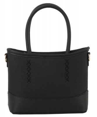 Fashion Canvas Small Tote Satchel Bag DX-0206-M BLACK